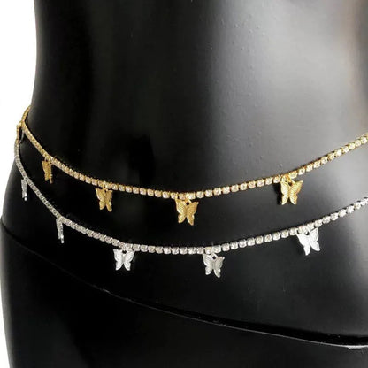 Beach Crystal Chians Sexy Butterfly Waist Chain Beach Harness Waist Belly Body Chain Fashion Jewelry 2023 New Wholesale