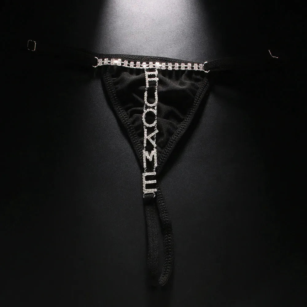 Stonefans Mesh Rhinestone Body Chain Jewelry Simple Waist round Thong for Women Sexy Bikini Crystal Underwear Panties Christmas