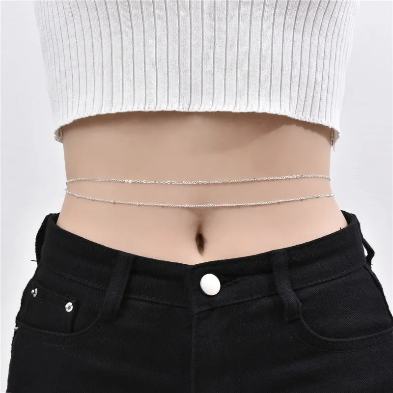 Double Layered Bead Chains Sexy Butterfly Waist Chain Beach Harness Waist Belly Body Chain Fashion Jewelry New Wholesale