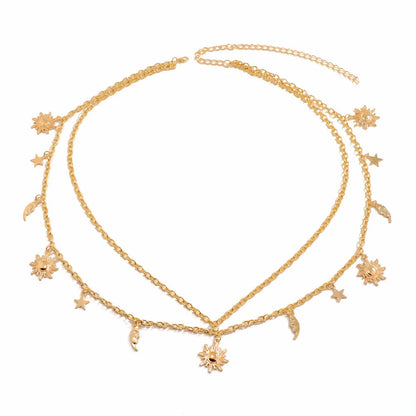 New Fashion Sexy Waist Jewelry Versatile Star Moon Sun Pendant Tassel Belly Waist Chain for Women Dress Accessories