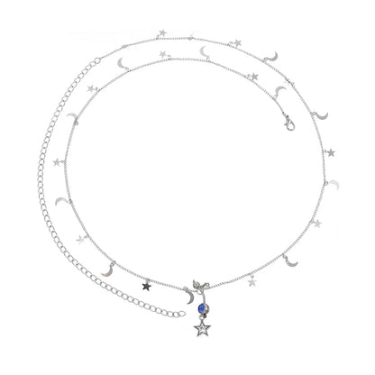 New Fashion Body Jewelry Waist Chain Sexy Simple Rhinestone Star Moon Belly Chain for Women