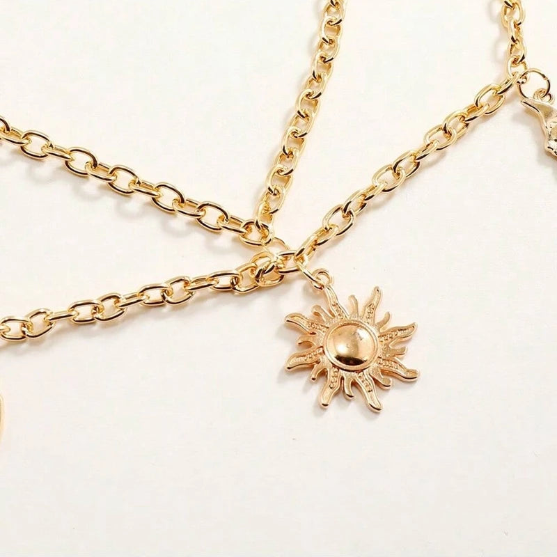 New Fashion Sexy Waist Jewelry Versatile Star Moon Sun Pendant Tassel Belly Waist Chain for Women Dress Accessories