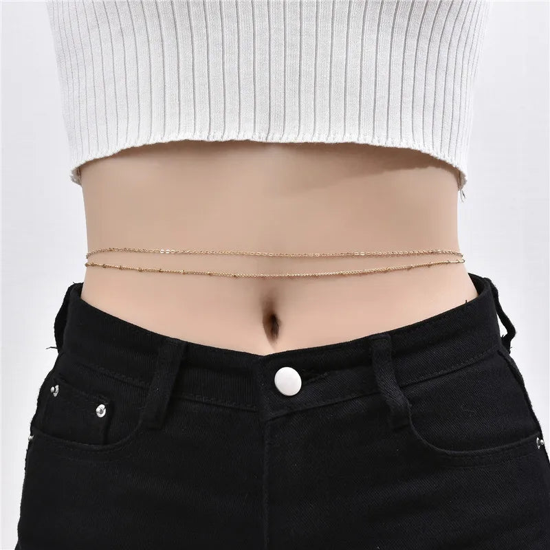 Double Layered Bead Chains Sexy Butterfly Waist Chain Beach Harness Waist Belly Body Chain Fashion Jewelry New Wholesale