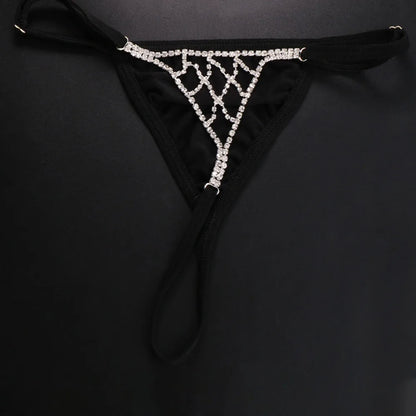 Stonefans Mesh Rhinestone Body Chain Jewelry Simple Waist round Thong for Women Sexy Bikini Crystal Underwear Panties Christmas