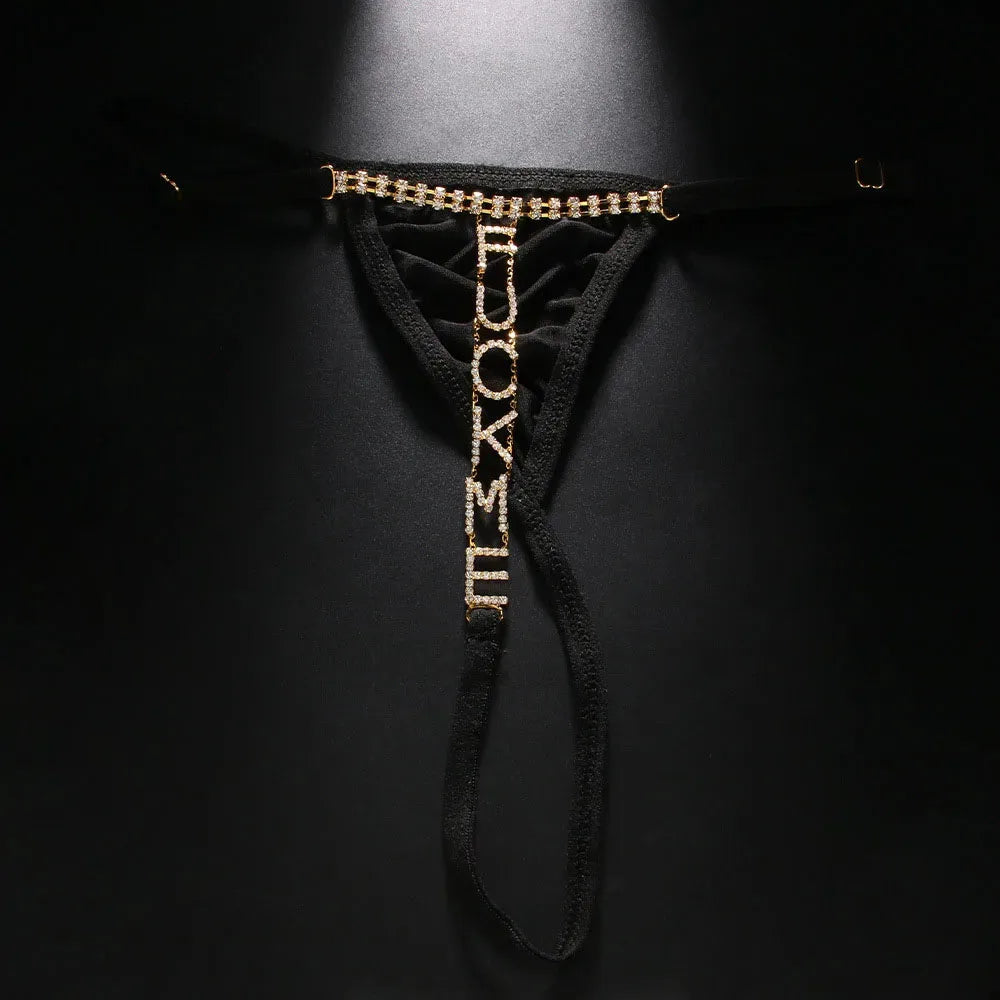 Stonefans Mesh Rhinestone Body Chain Jewelry Simple Waist round Thong for Women Sexy Bikini Crystal Underwear Panties Christmas