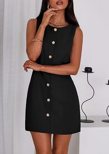 Work Dresses for Women Summer Business Short Dress Sleeveless Button down Formal Elegant Office Outfits