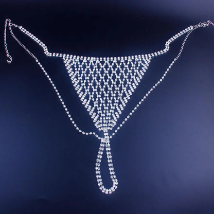 Stonefans Mesh Rhinestone Body Chain Jewelry Simple Waist round Thong for Women Sexy Bikini Crystal Underwear Panties Christmas